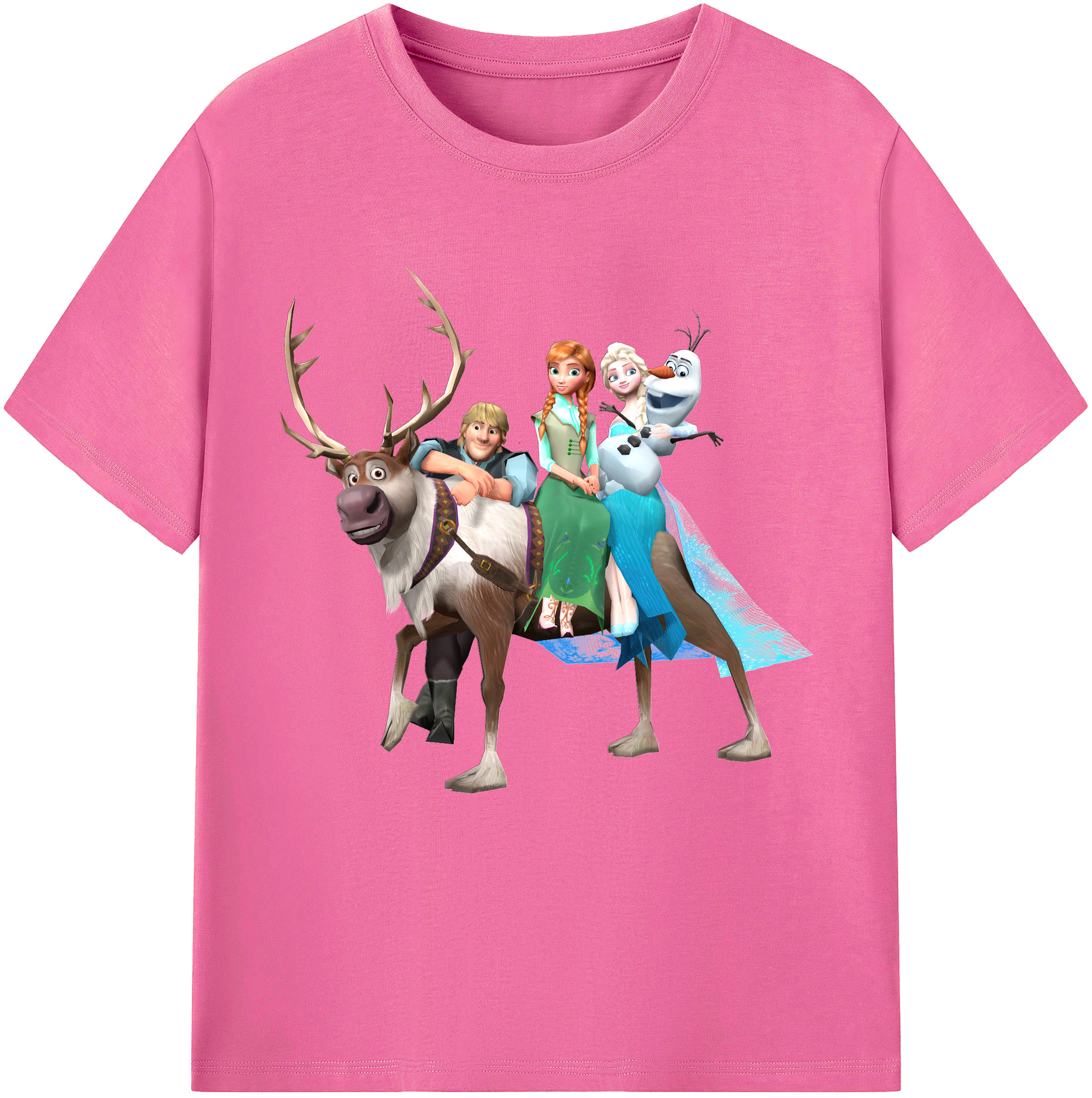 （画像用） アナと雪の女王 アンナ エルサ Frozen Anna Elsa レディースカジュアルプリントTシャツ（綿100％）